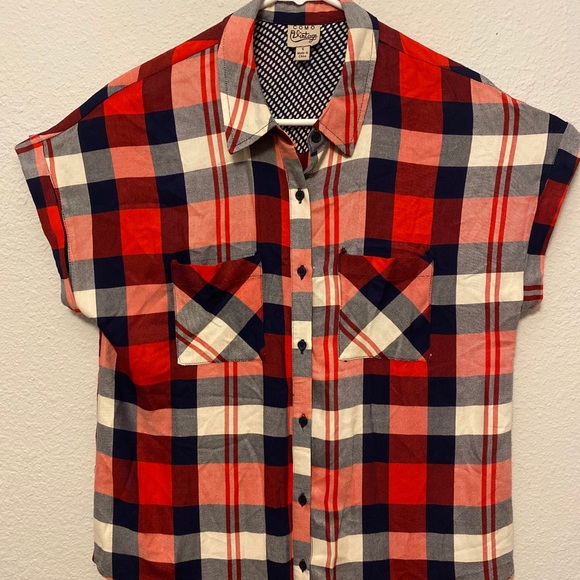 💜COMO- VTG Button Up Soft Flannel Short Sleeve- S - Picture 3 of 5